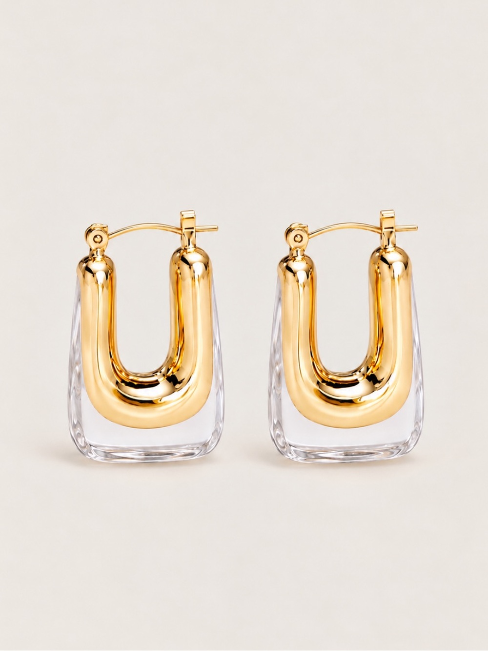 New! Clear Gold Huggie Hoop Earrings NWOT
